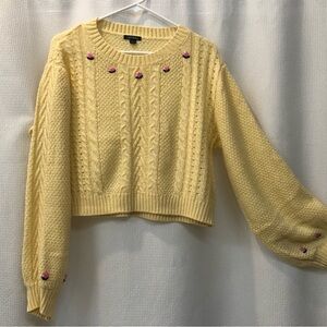 Wild Fable Yellow Sweater with Pink Details